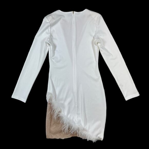 CBR White Feathered Mini Dress | Size M - Picture 2 of 6